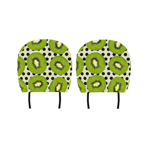 kiwi black dot background Car Headrest Cover