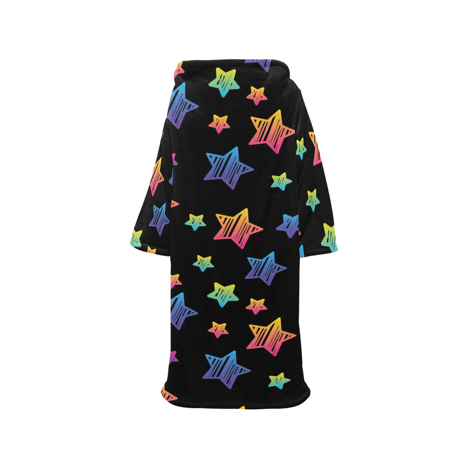 Colorful star pattern Blanket Robe with Sleeves