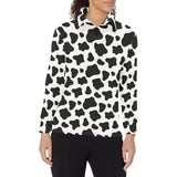 Cow skin pattern Women's Long Sleeve Polo Shirt