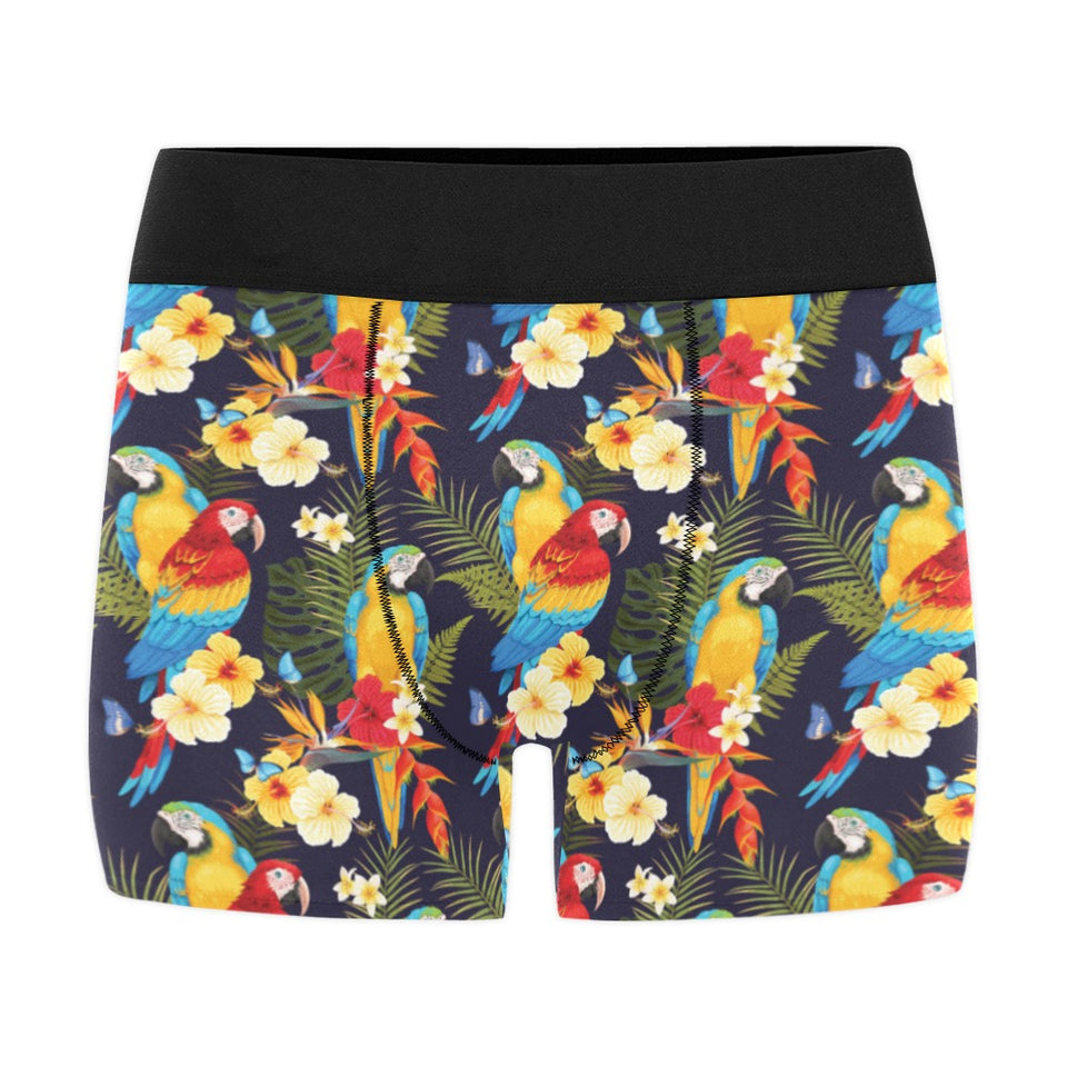 Colorful parrot flower pattern Men's All Over Print Boxer Briefs Men's Underwear