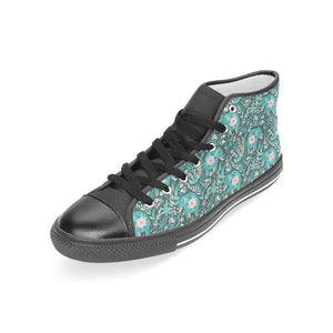 Elephants jungle pattern Women's High Top Canvas Shoes Black