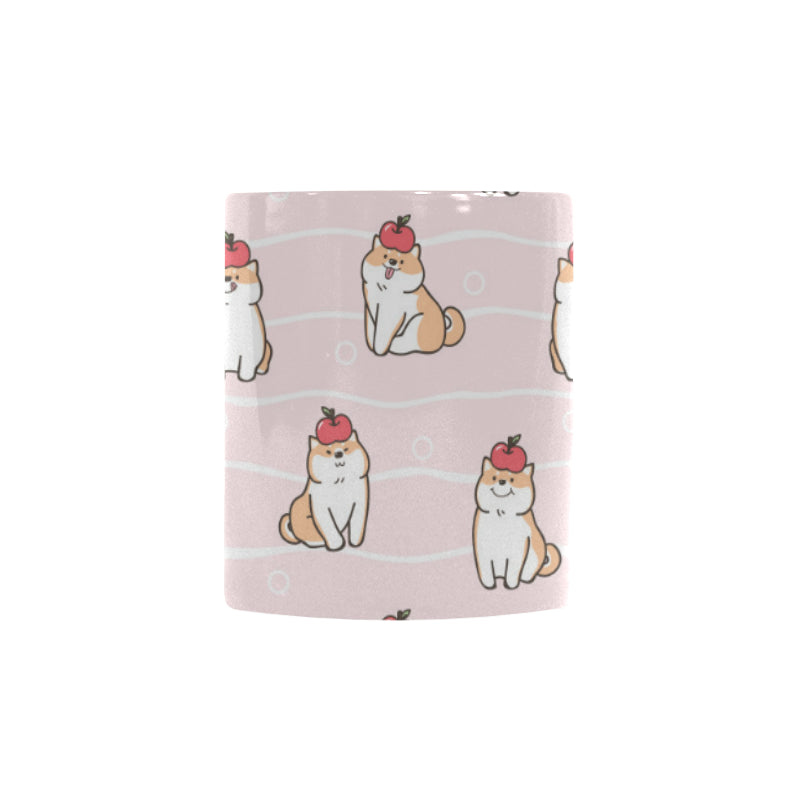 Cute Shiba Inu Dog Apple pattern Morphing Mug Heat Changing Mug