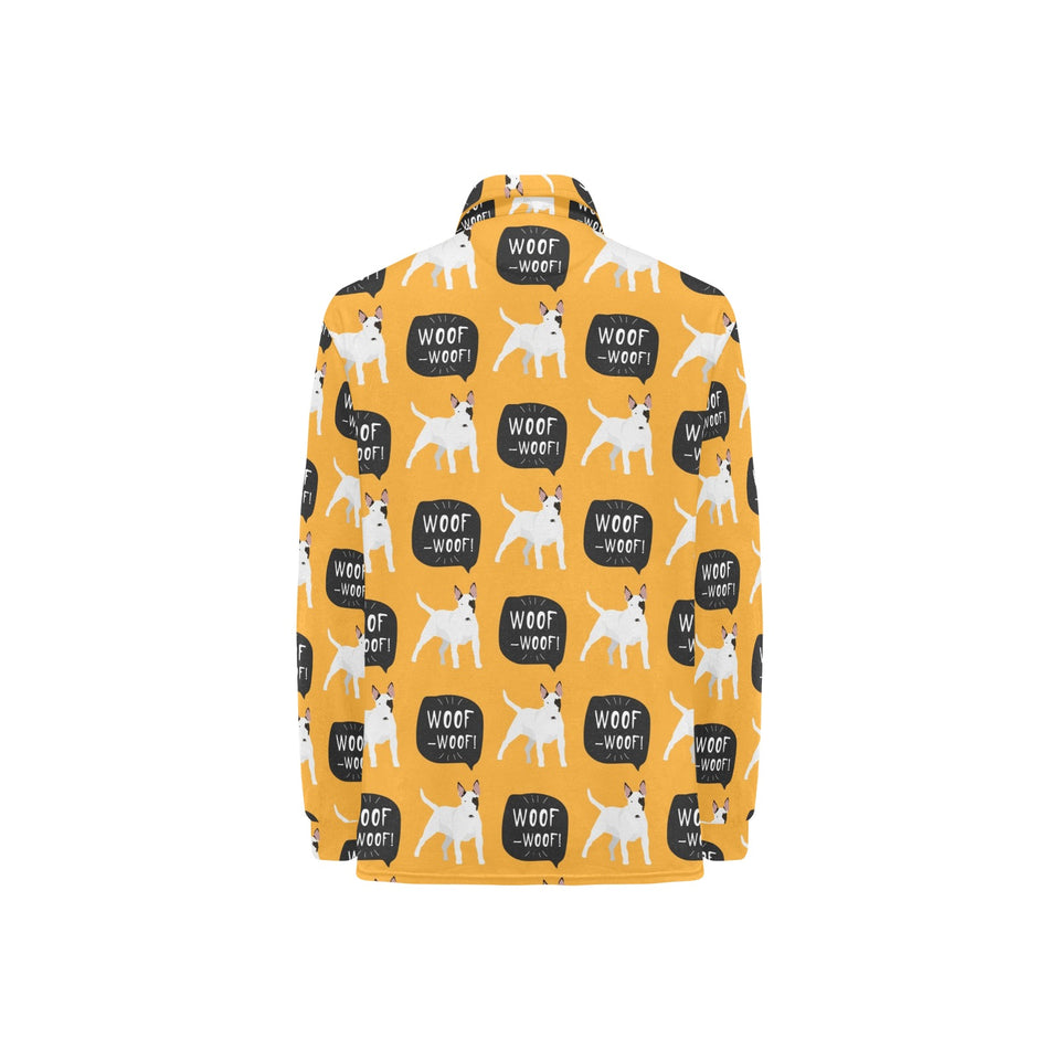 Bull Terrier Pattern Print Design 03 Women's Long Sleeve Polo Shirt