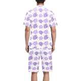 Hedgehog Pattern Print Design 05 Men's V-Neck Short Pajama Set