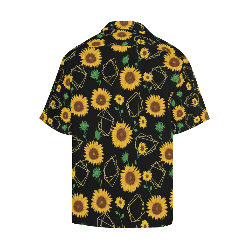 sunflower golden polygonal shapes Men's All Over Print Hawaiian Shirt