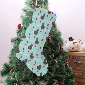 poodle dog green background Christmas Stocking