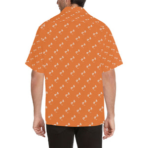 Engine Piston Orange Background Pattern Print Desi Men's All Over Print Hawaiian Shirt (Model T58)