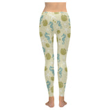 Seahorse shell starfish pattern background Women's Legging Fulfilled In US