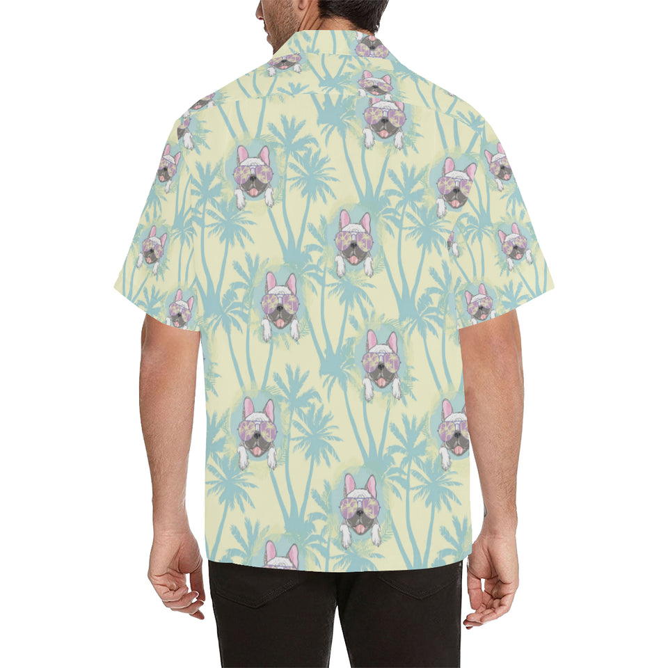 French bulldog hawaii blackground Men's All Over Print Hawaiian Shirt