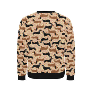 Dachshund floral background Men's Crew Neck Sweatshirt