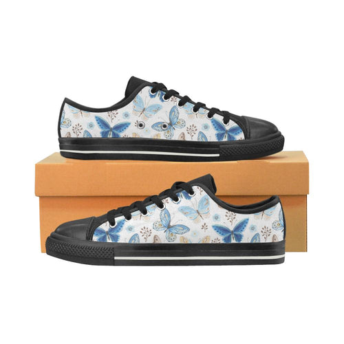 blue butterfly pattern Kids' Boys' Girls' Low Top Canvas Shoes Black Fulfilled In US