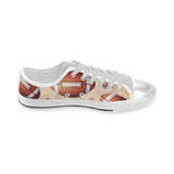 American football ball design pattern Men's Low Top Shoes White