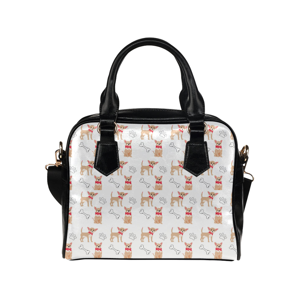 Chihuahua bone paw pattern Shoulder Handbag