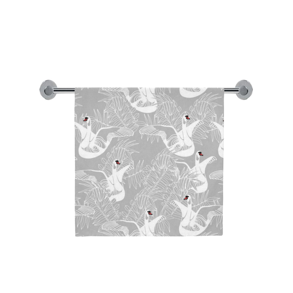 white swan gray background Bath Towel