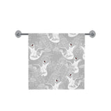white swan gray background Bath Towel