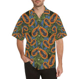 Colorful papaya tropical leaves Men's All Over Print Hawaiian Shirt