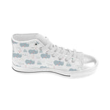 cute rhino heart pattern Women's High Top Canvas Shoes White