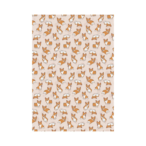 Cute Corgis Pattern pink background House Flag Garden Flag