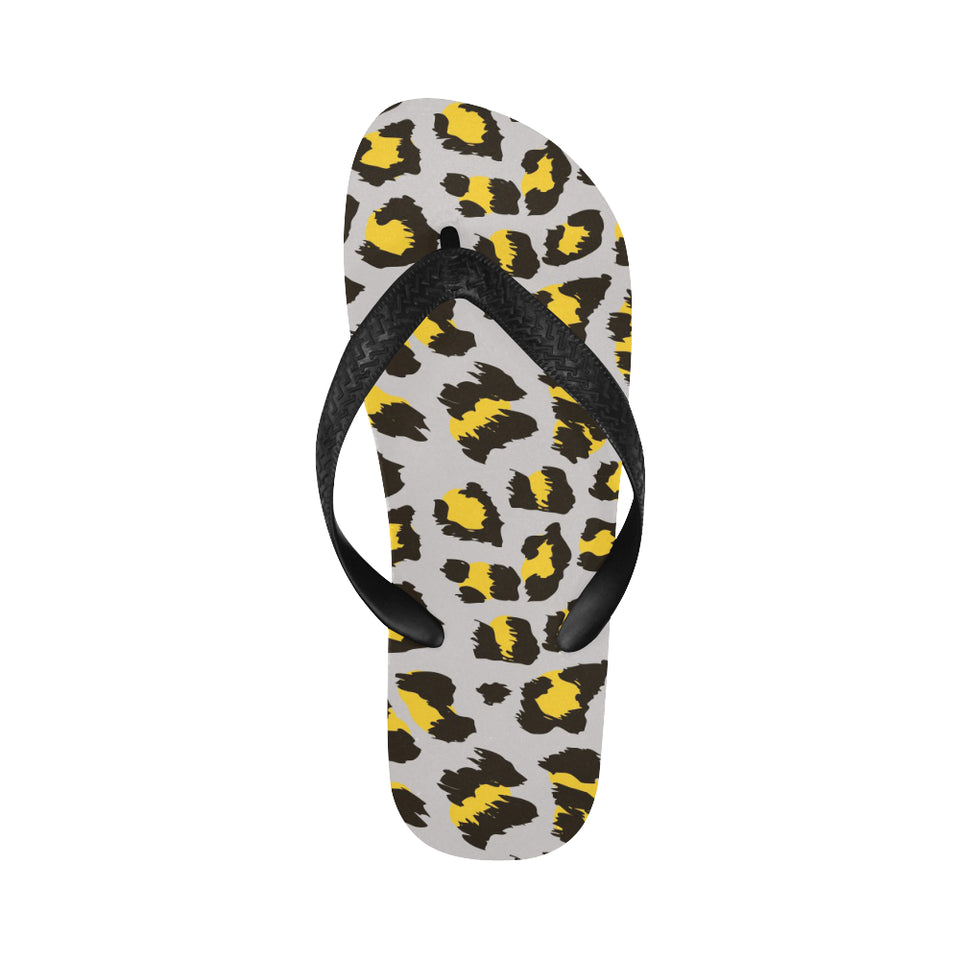 Gray Leopard print pattern Unisex Flip Flops