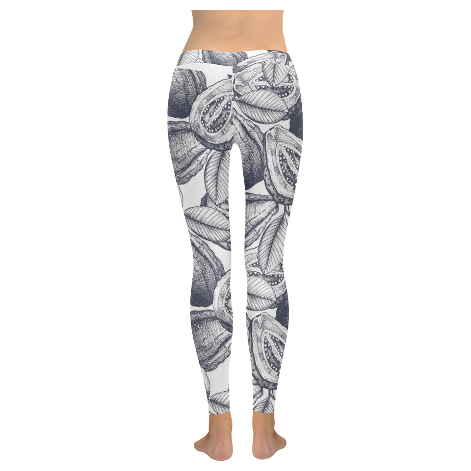 Guava tropical hand drawn pattern Women's Legging Fulfilled In US