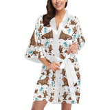 sea lion Seals jellyfish pattern Women's Short Kimono Robe