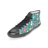 Snowman bird decorative elements christmas pattern Women's High Top Canvas Shoes Black