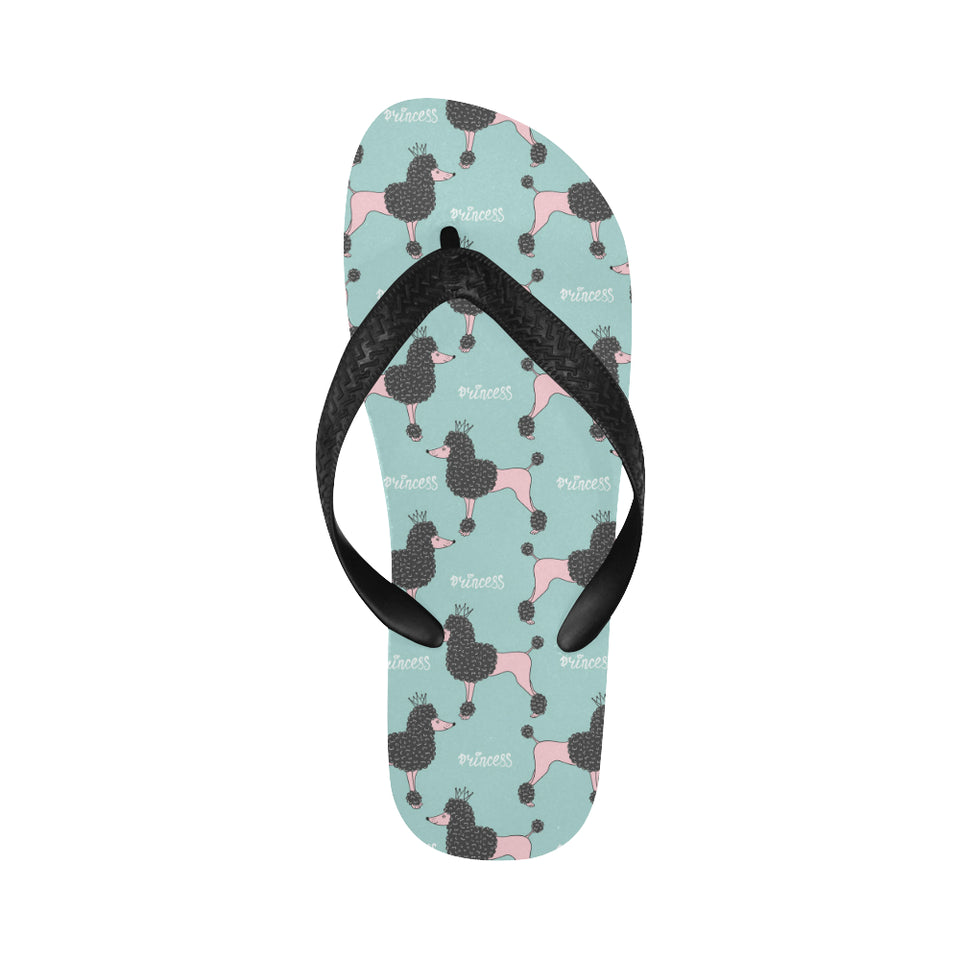 poodle dog green background Unisex Flip Flops