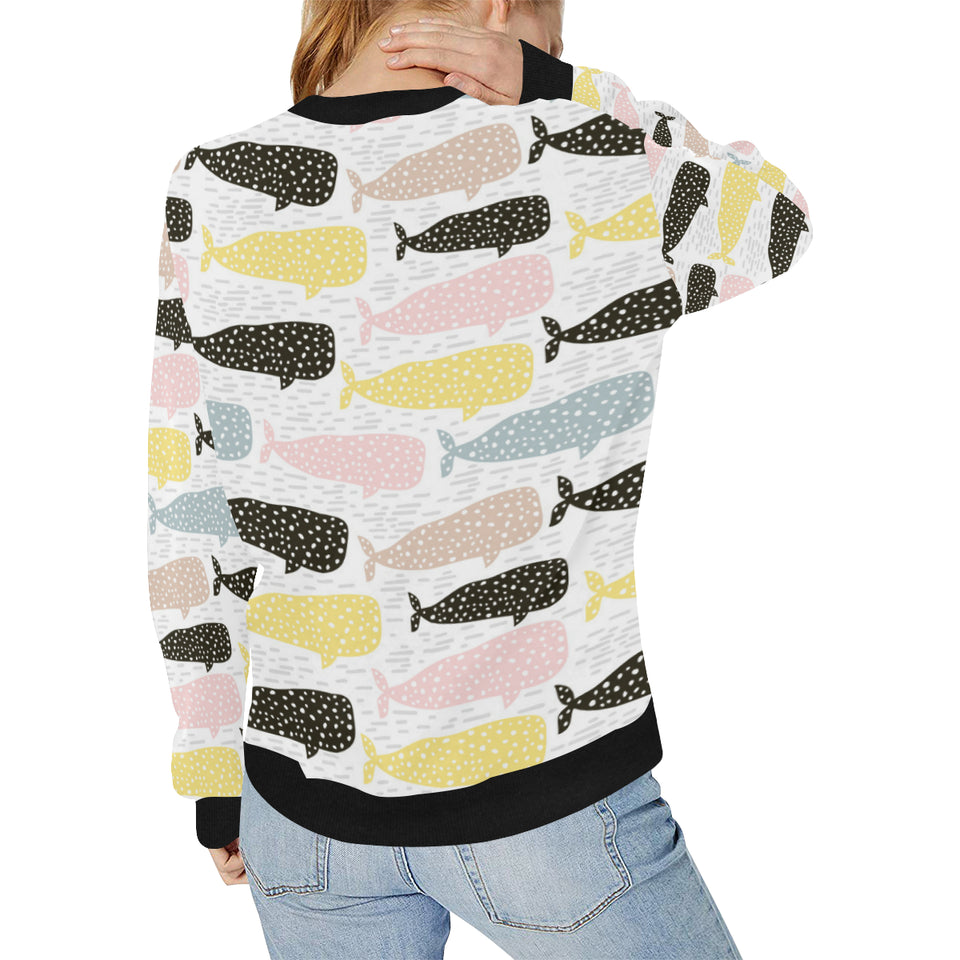 Whale dot pattern Women's Crew Neck Sweatshirt