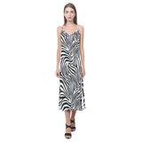Zebra skin pattern V-Neck Open Fork Long Dress