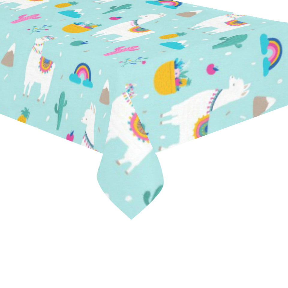 Llama alpaca cactus leaves pattern Tablecloth