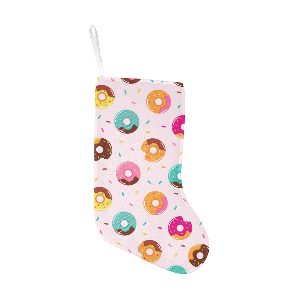Donut pattern glaze pink background Christmas Stocking
