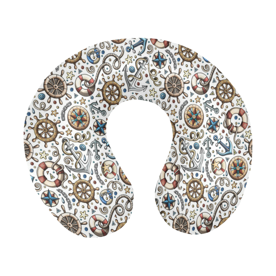 Cute nautical steering wheel anchor pattern U-Shaped Travel Neck Pillow