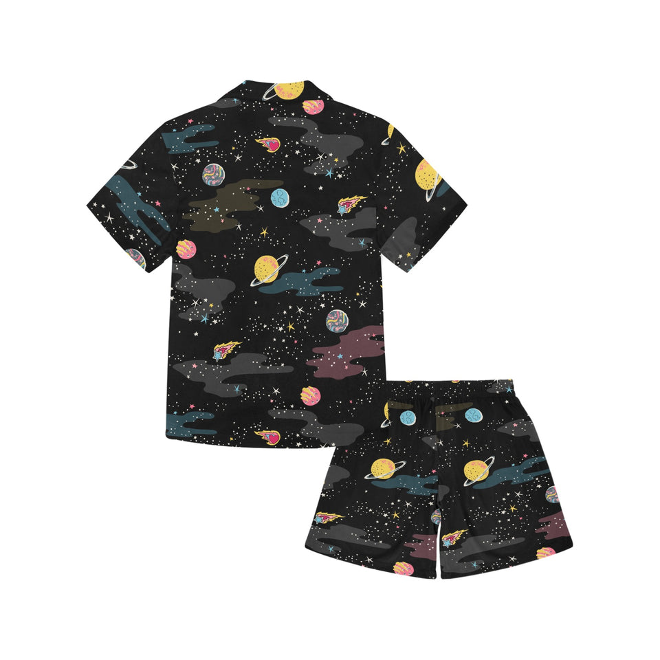 space pattern Kids' Boys' Girls' V-Neck Short Pajama Set