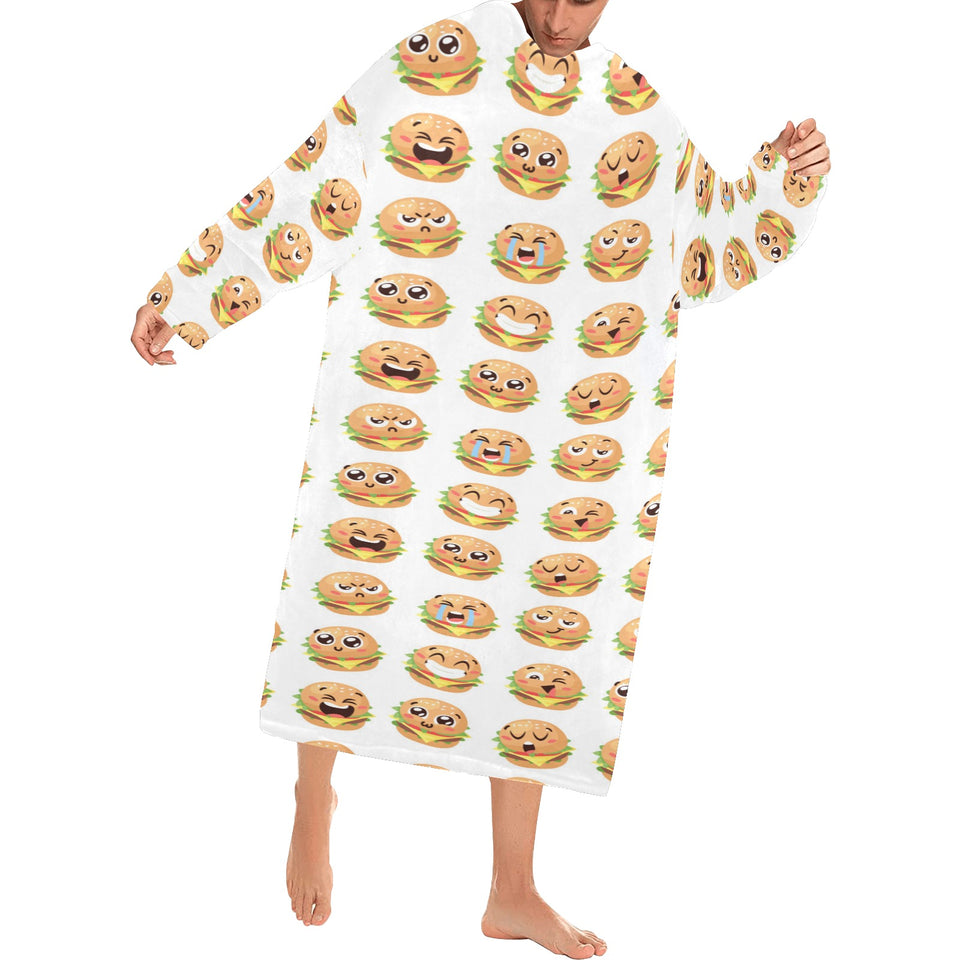 Hamburger Pattern Print Design 04 Blanket Robe with Sleeves