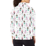 cute mermaid dolphin fish starfish pattern Women's Long Sleeve Polo Shirt