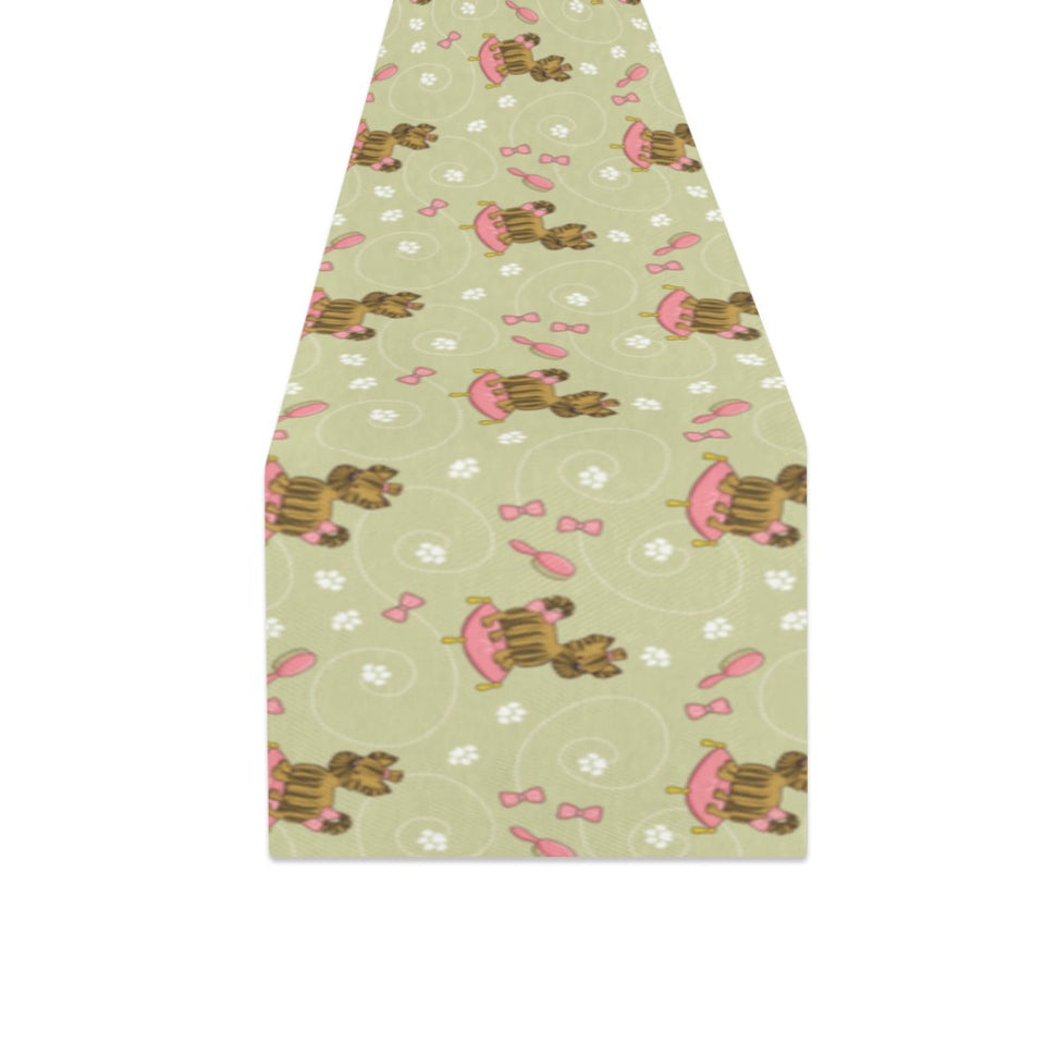 Yorkshire Terrier Pattern Print Design 01 Table Runner