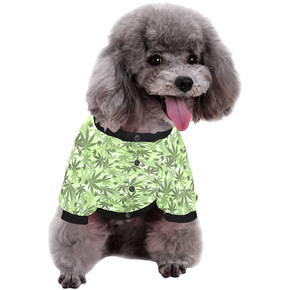 Canabis Marijuana Weed Pattern Print Design 01 All Over Print Pet Dog Round Neck Fuzzy Shirt