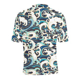 Japanese wave pattern Men's All Over Print Polo Shirt