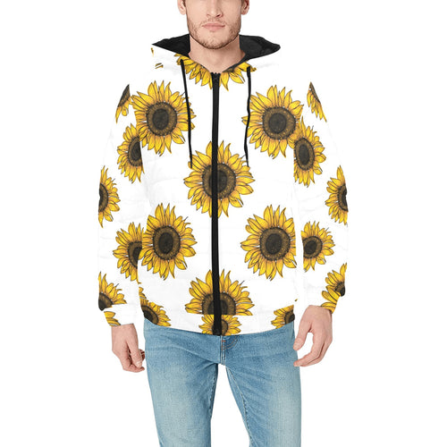 sunflowers design pattern Men's Padded Hooded Jacket
