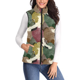 Japanese cranes flying forest dot pattern Women's Padded Vest