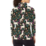 Unicorns forest background Women's Long Sleeve Polo Shirt