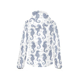 Seahorse pattern background Women's Padded Hooded Jacket