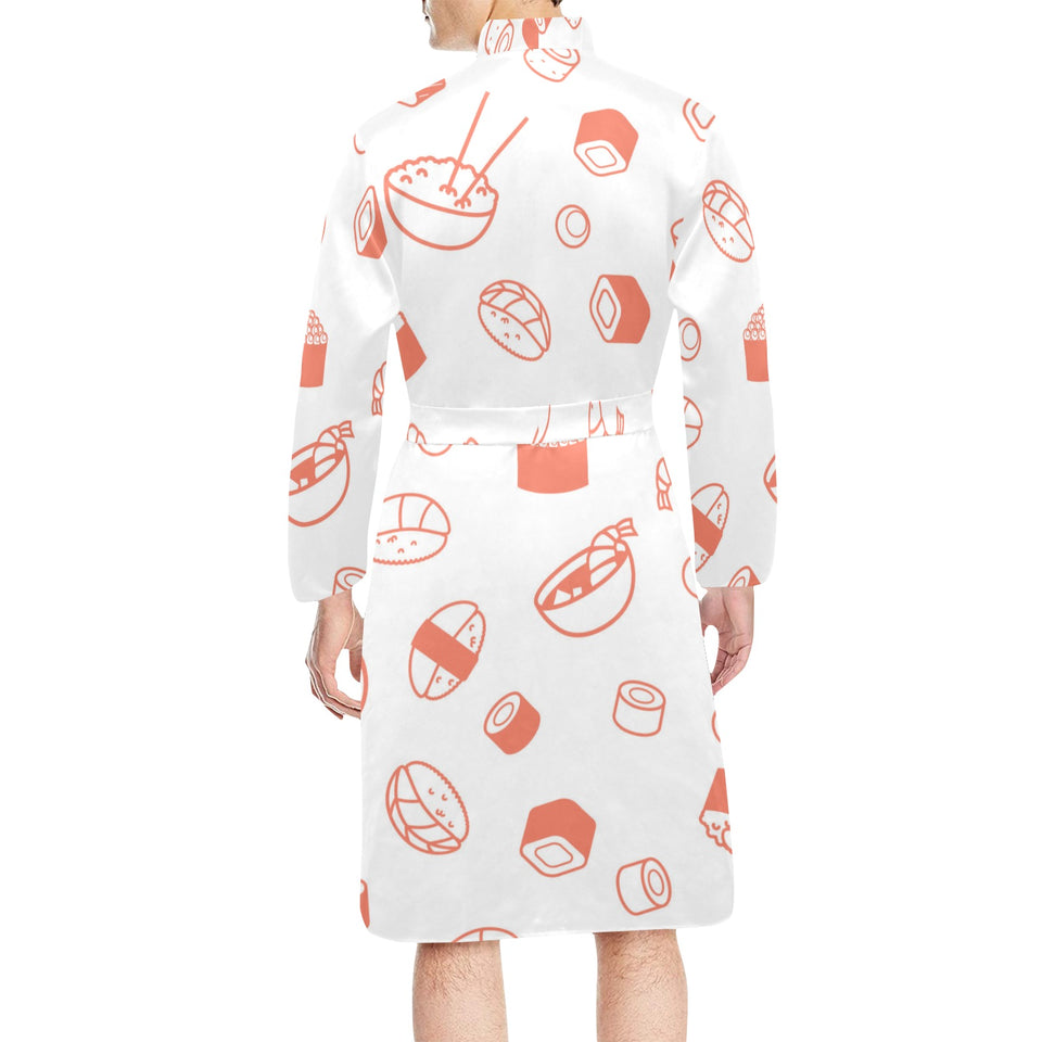 Sushi pattern Men's Long Sleeve Belted Night Robe