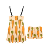 Carrot Pattern Print Design 04 Chest Sexy Pleated Two Piece Swim Dress