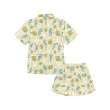 Seahorse shell starfish pattern background Kids' Boys' Girls' V-Neck Short Pajama Set