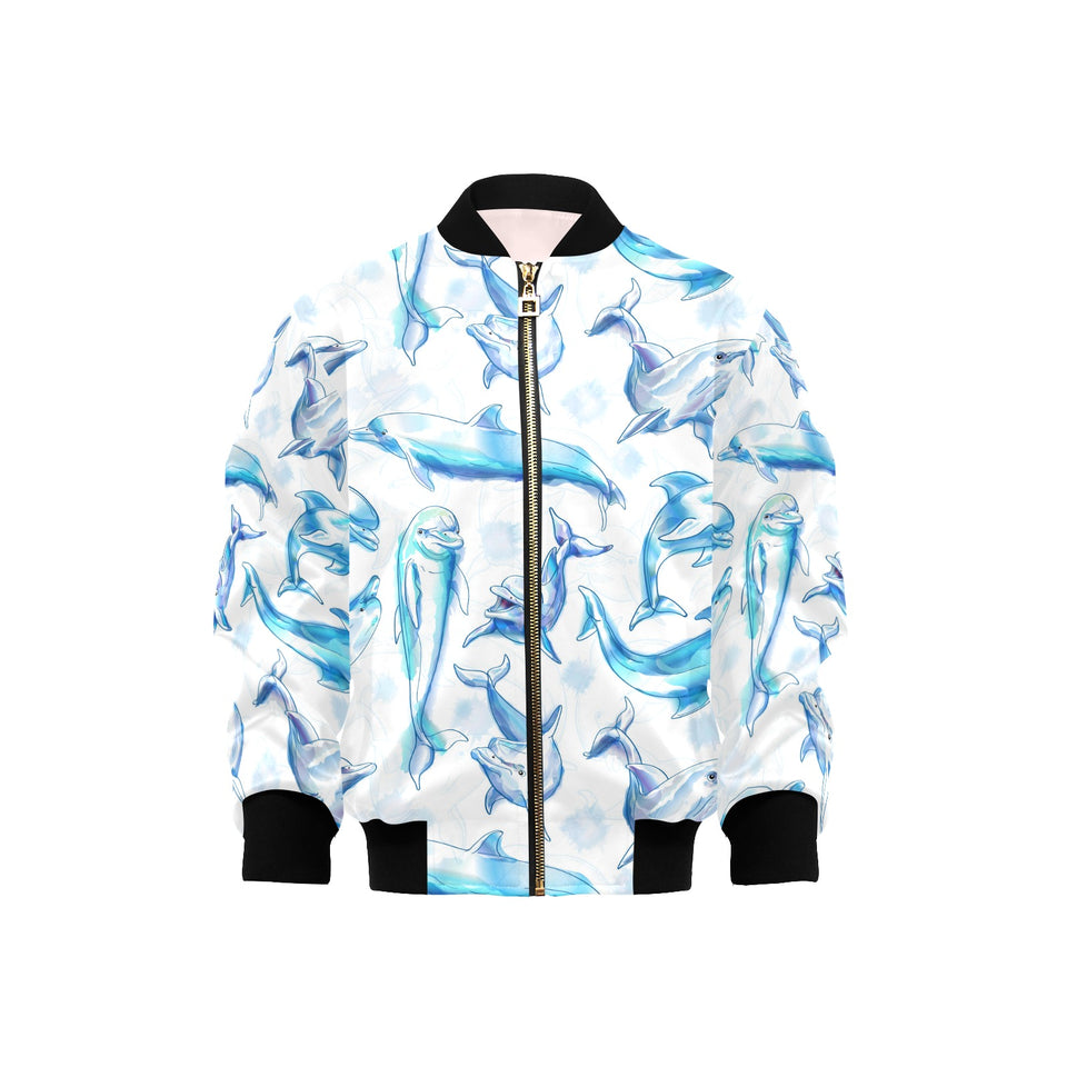 Watercolor dolphin pattern Kids' Boys' Girls' Bomber Jacket