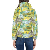 Hand drawn windmill pattern Women's Padded Hooded Jacket
