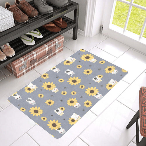 Cute hamster sunflower pattern background Doormat