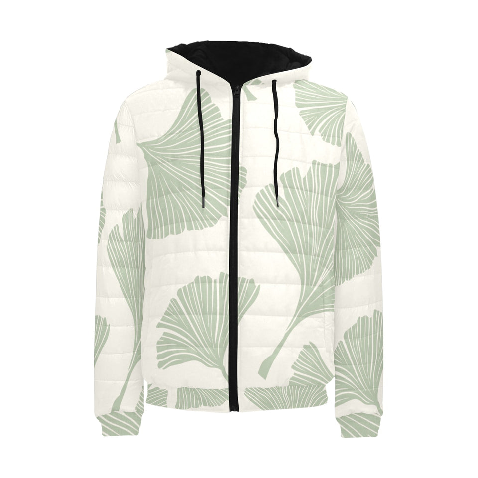 Ginkgo leaves pattern Men's Padded Hooded Jacket