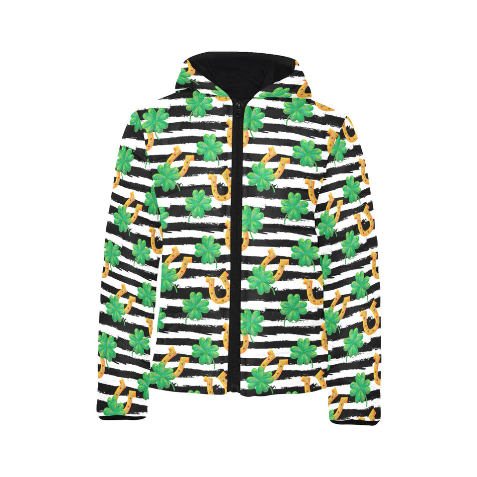 Horseshoes Pattern Print Design 01 Kids' Boys' Girls' Padded Hooded Jacket